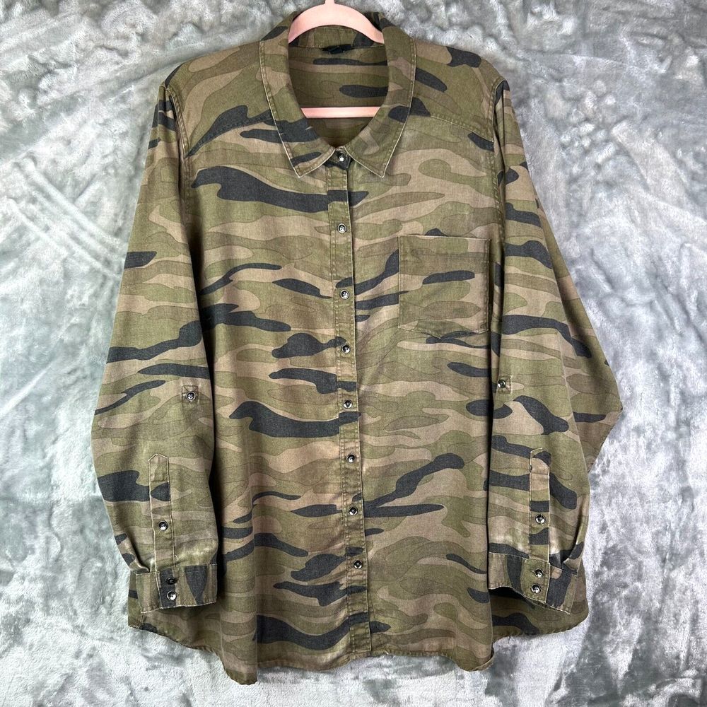 Torrid 4 Relaxed Rayon Twill Camo Button-Up 4X Hike Outdoor‎ Camp Cozy Gorpcore